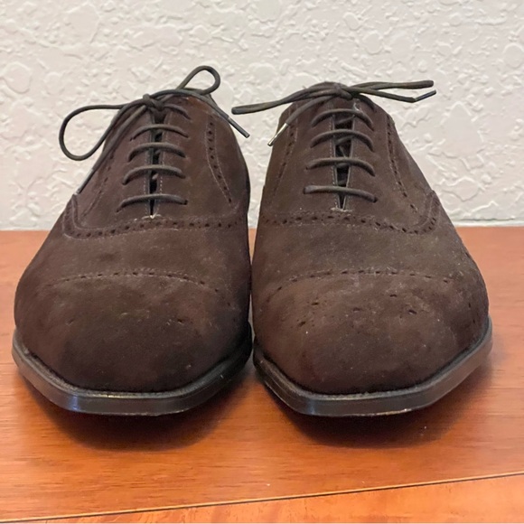 NWOT: Ralph Lauren Purple Label Edward Green Brown Suede Cap Toe Oxfords Sz 12.5 - Picture 4 of 15